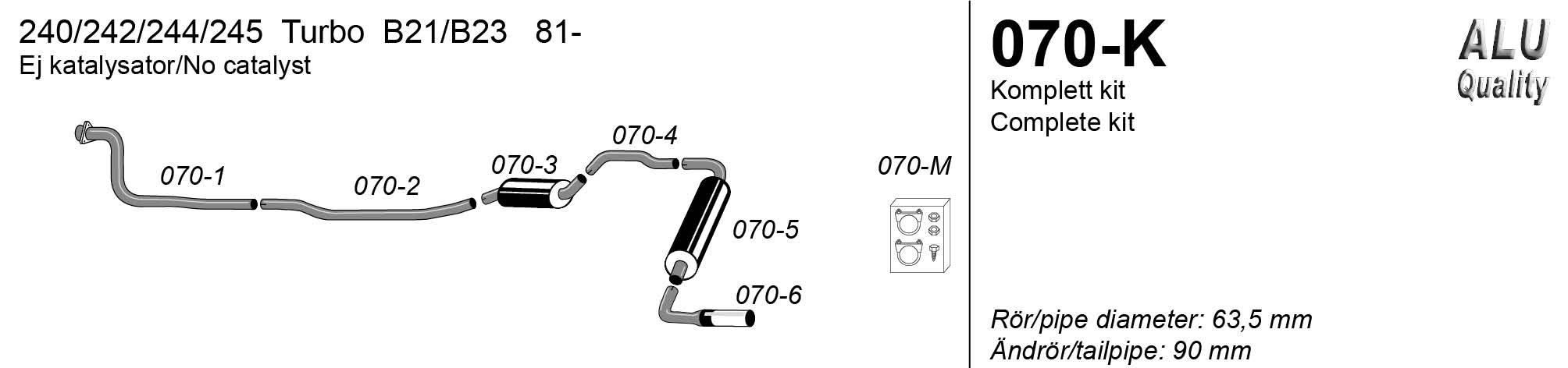 SPORTAVGASSYSTEM 2,5" VOLVO 240 TURBO - 2