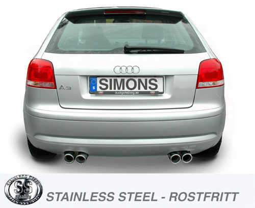 SPORTAVGAS BAKRE ljuddämpare  Audi A3 04- /VW Golf 5 / Golf 6  Duplex 2x 80 mm - 3