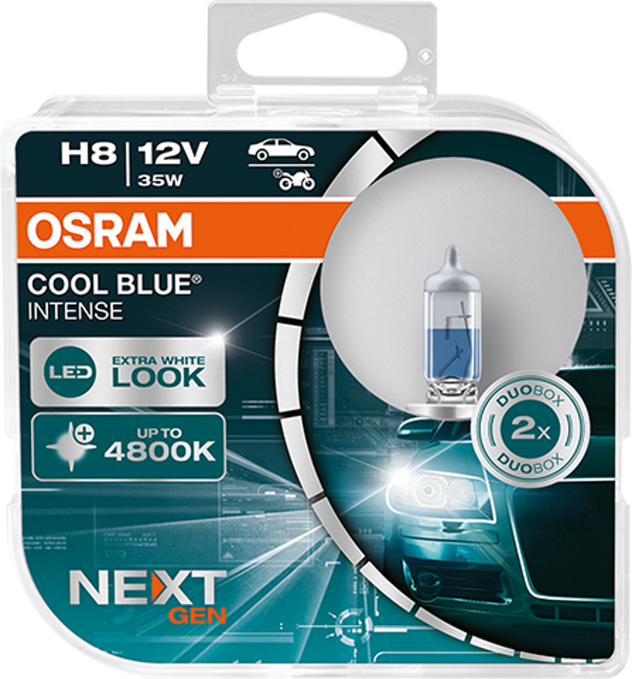 H8 OSRAM 12V COOL BLUE INTENSE NG 5000K  +100% 2-PACK
