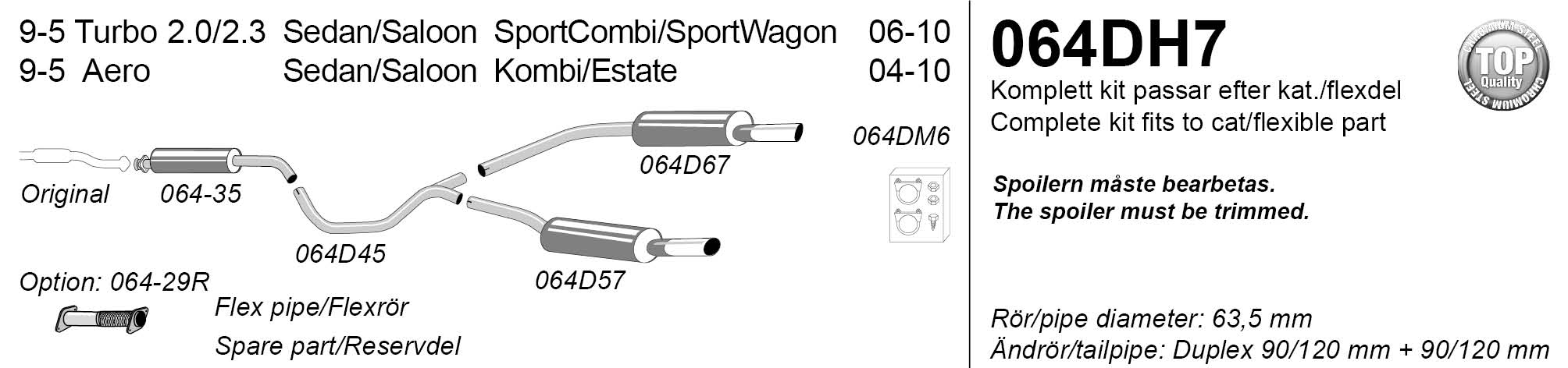 SPORTAVGASSYSTEM DUPLEX 2,5" SAAB 9-5 2006-2010 - "Duplex" - 2