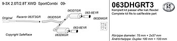 SPORTAVGASSYSTEM 2,5" SAAB 9-3 XWD  2009- "Duplex" med racerör