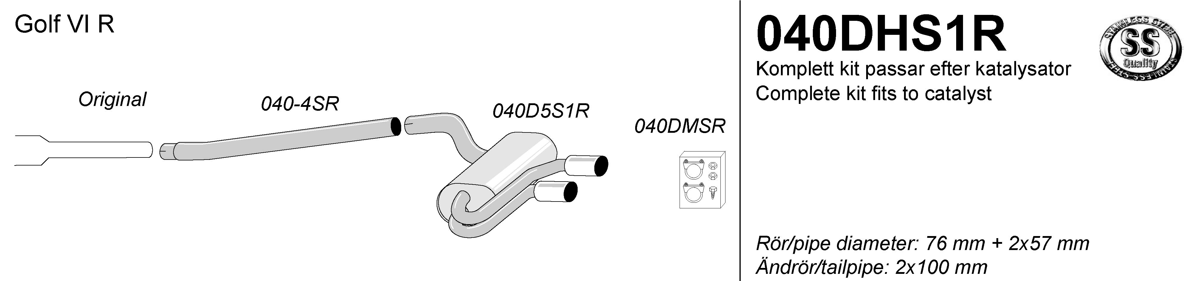 SPORTAVGASSYSTEM  3"/2x57mm VW Golf 6 R - 2
