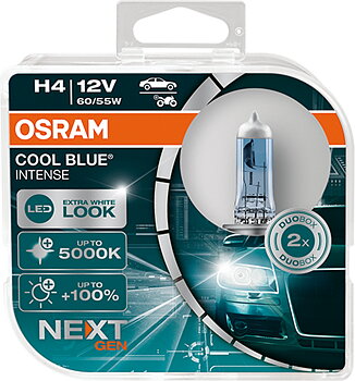 H4 OSRAM 12V COOL BLUE INTENSE NG  +100%  5000K  2-PACK