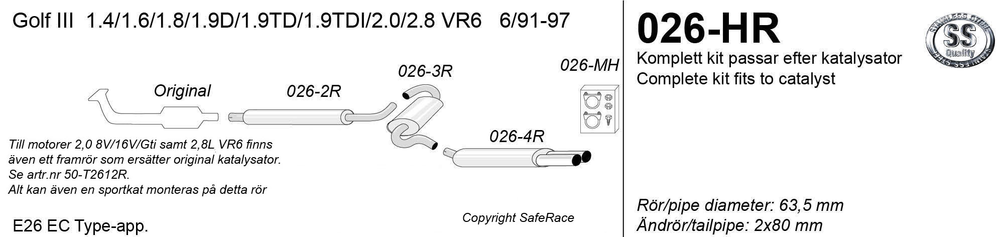 SPORTAVGASSYSTEM 2,5" VW Golf 3 91-97 - 2