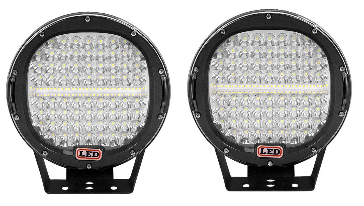 2 st LED EXTRALJUS RUND 9" 294W  svart eller röd