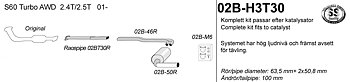 SPORT AVGASSYSTEM  VOLVO  S60 I Turbo  AWD 2001-2009   2,5"/ 2x2", 1 ljudd, Ändrör 1x100mm