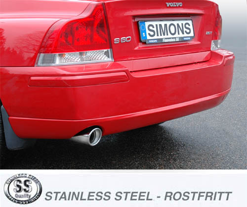 SPORTAVGASSYSTEM  VOLVO  S60 I Turbo  AWD 2001-2009   2,5"/ 2x2",  2 ljudd. Ändrör 1x100mm - 3