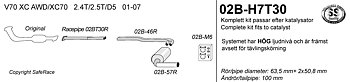 SPORT AVGASSYSTEM  VOLVO   V70 XC AWD/ XC70 2001-2007  ,1 ljudd.  2,5"/ 2x2", Ändrör 1x100mm
