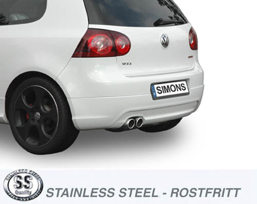 SPORTAVGASSYSTEM 3"  Audi A3 04- /VW Golf 5 / Golf 6 1 ljudd. -slutrör 2x80 mm - 3
