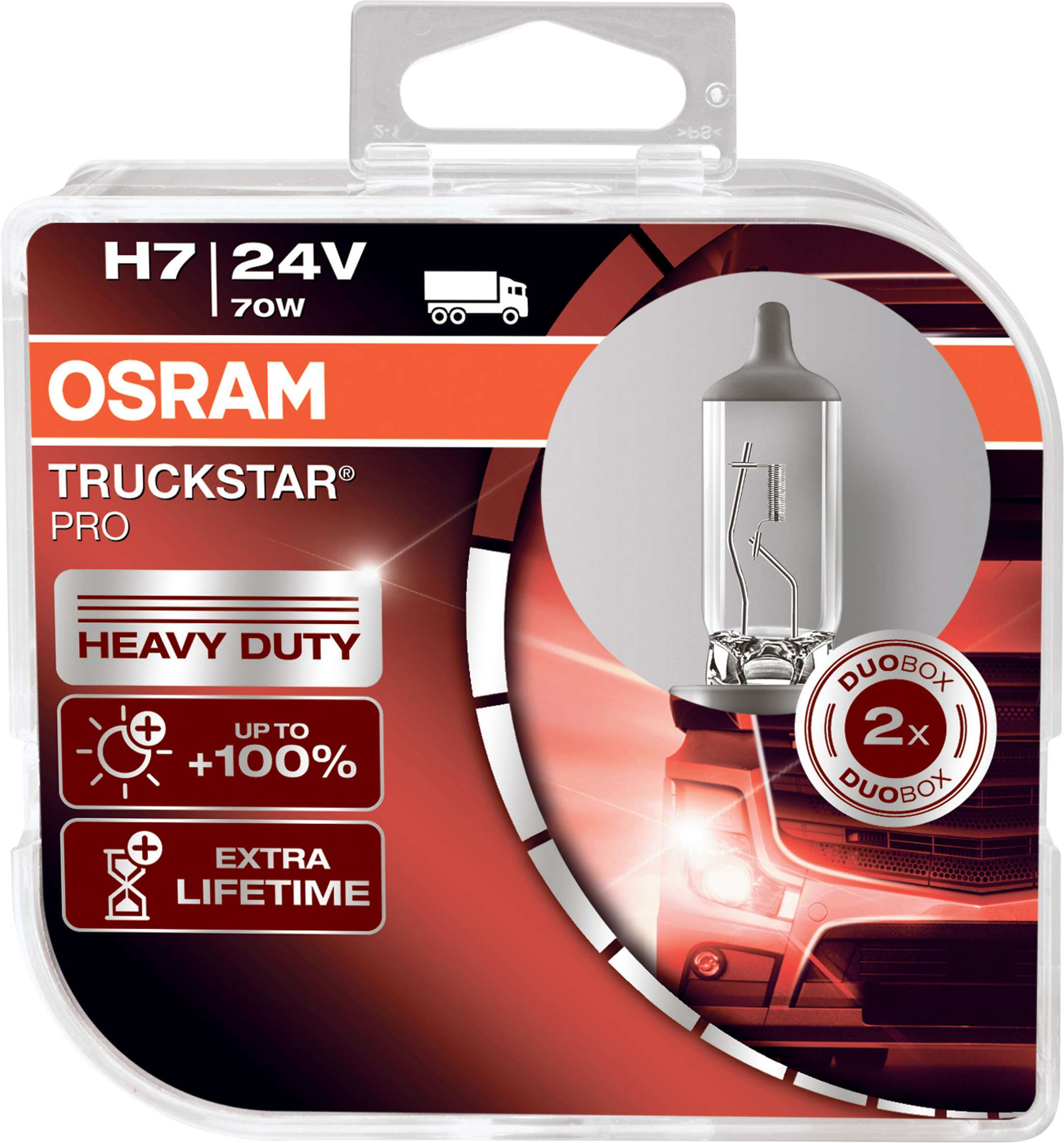 H7 OSRAM 24V TRUCKSTAR 70W +100%  2-PACK