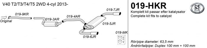 SPORT AVGASSYSTEM 2,5" VOLVO V40 T2-T5 4-cyl,  2WD 2013- , Ändrör 2x100 mm - 3