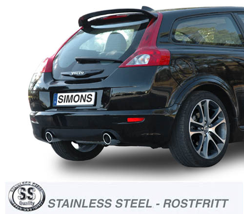 SPORTAVGASSYSTEM 2,5" VOLVO C30  T5 -2009, Ändrör 2x100 mm - 3