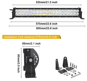 LEDRAMP 2 raders RAK  22" / 120* - tunn modell