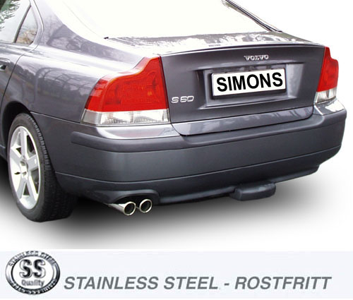 SPORTAVGASSYSTEM  VOLVO V70 II/ S60 I  R-modell 2003-2009   2,5"/ 2x2", 2 ljudd. Ändrör 2x70mm - 4
