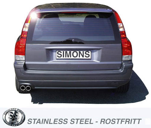 SPORTAVGASSYSTEM  VOLVO V70 II/ S60 I  R-modell 2003-2009   2,5"/ 2x2", 2 ljudd. Ändrör 2x70mm - 3