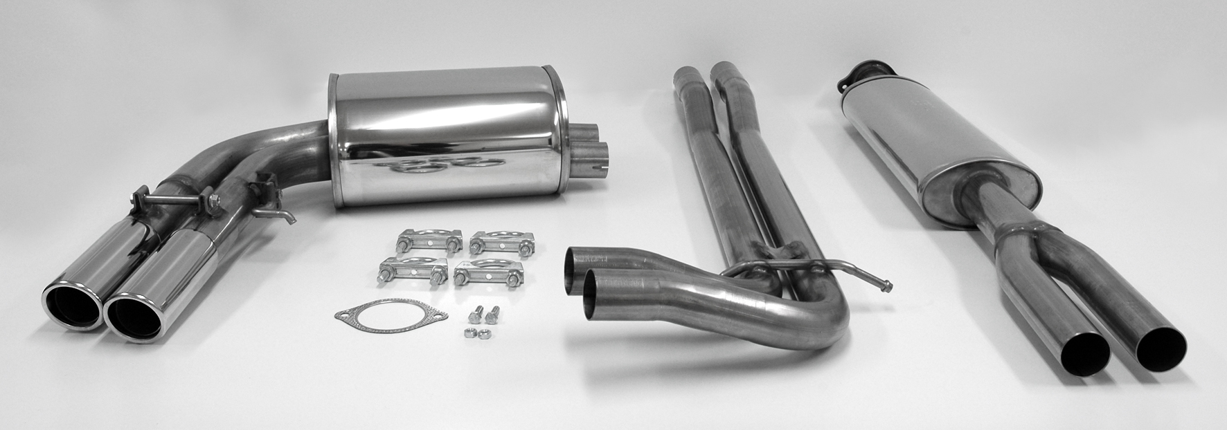 SPORTAVGASSYSTEM  VOLVO V70 II/ S60 I  R-modell 2003-2009   2,5"/ 2x2", 2 ljudd. Ändrör 2x70mm