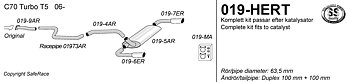SPORT AVGASSYSTEM  VOLVO C70II  2006- , 1 ljudd. Ändrör 2x100 mm