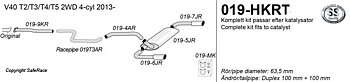 SPORT AVGASSYSTEM 2,5" VOLVO V40 T2-T5  4-cyl, 2WD 2013- , 1 ljudd. Ändrör 2x100 mm