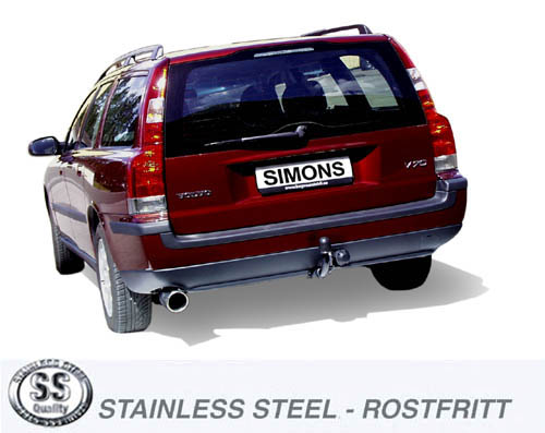 SPORT AVGASSYSTEM  VOLVO V70 II  TURBO 2WD, 2001-2004, 1 ljudd.   2,5"/ 2x2", Ändrör 1x100mm - 2
