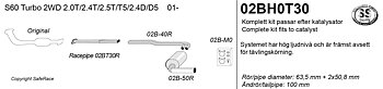 SPORT AVGASSYSTEM  VOLVO S60 I 2WD 2000-2009 , 1 ljudd.   2,5"/ 2x2", Ändrör 1x100mm