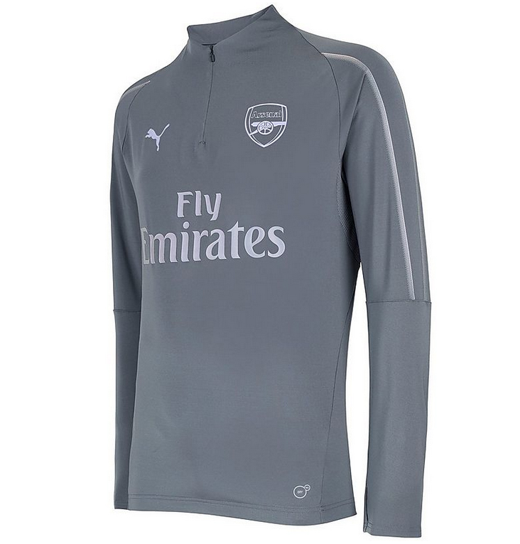 2018/2019 ARSENAL 1/4 ZIP TOP - GRÅ - 2