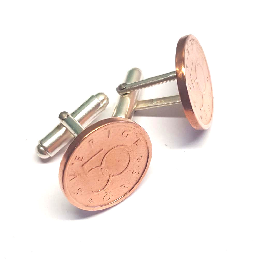 Cuff links with old coins