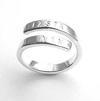 Overlap silver ring 2mm with text