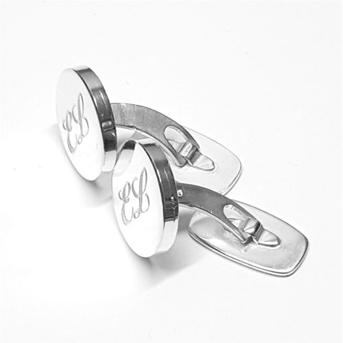 Silver cuff links with monogram