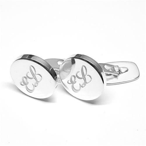 Silver cuff links with monogram - 3