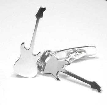 Silver cufflinks guitar