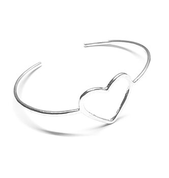 Silver bracelet, hammered heart
