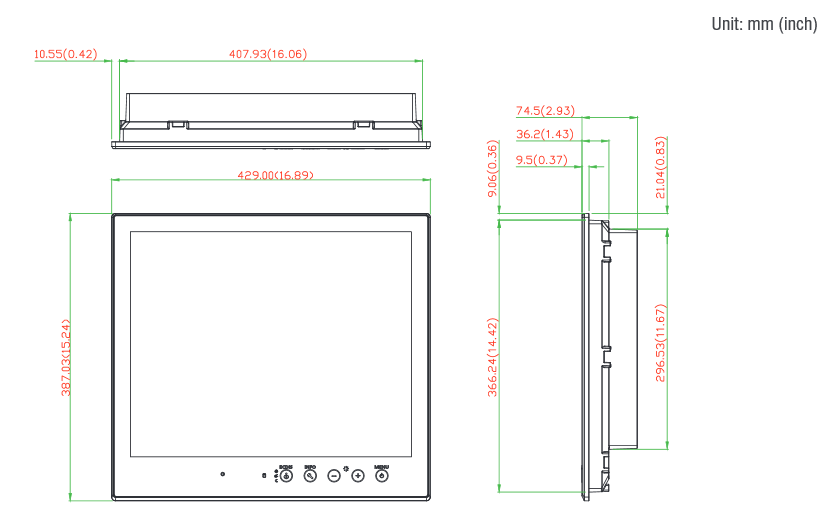 Moxa 19" Maritime Display , Flush mount,IEC 60945 approval - 2