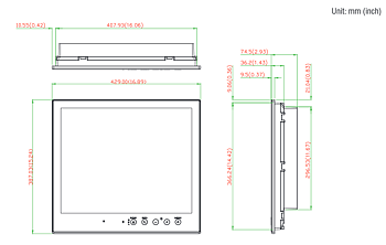 Moxa 19" Maritime Display , Flush mount,IEC 60945 approval