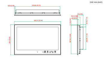 Moxa 24" Maritime Display , Flush mount,IEC 60945 approval