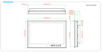 Moxa 26" Maritime Display , Flush mount,IEC 60945 approval