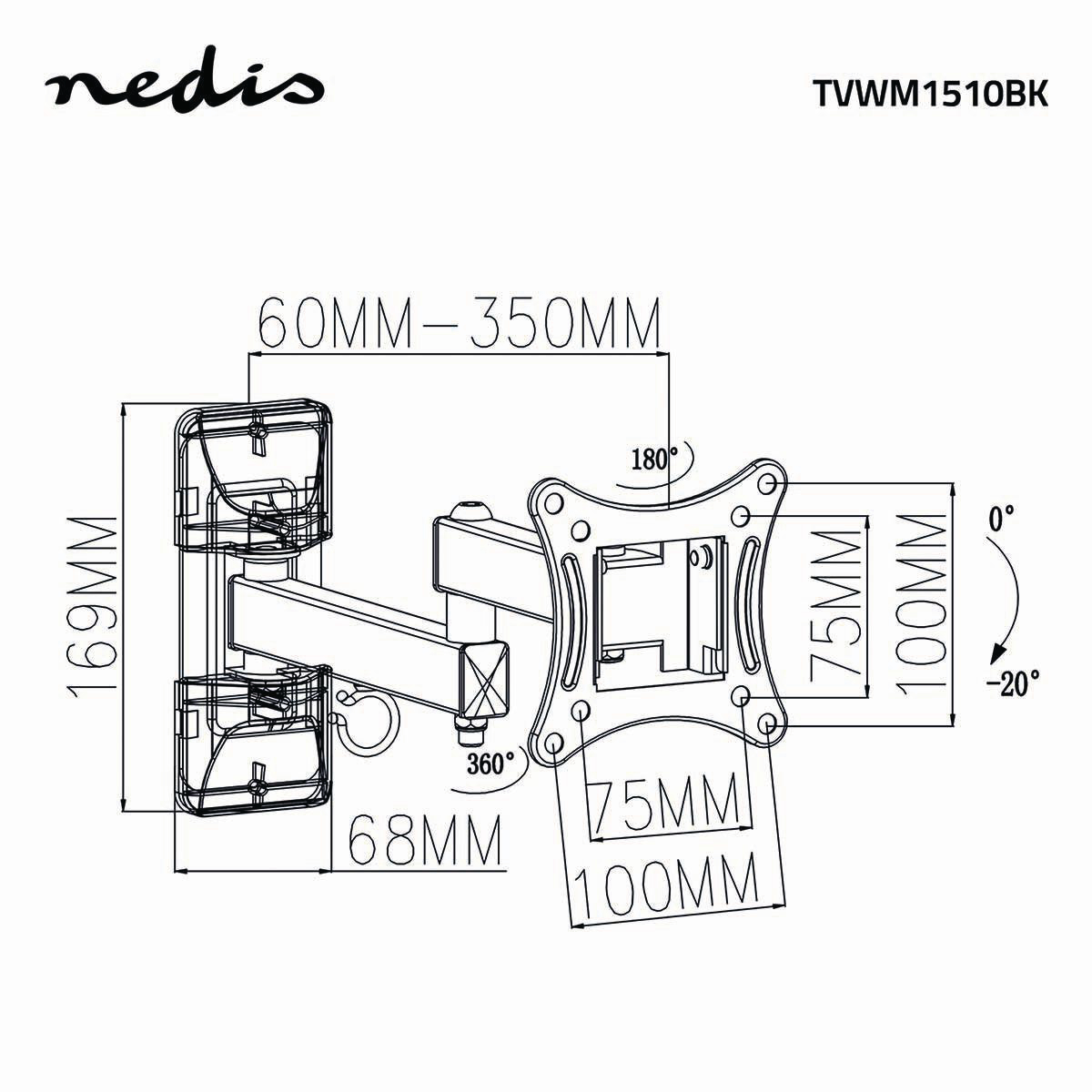 Wallmount TV adjustable 3-arm 13-27 tum, Max 15 Kg - 4