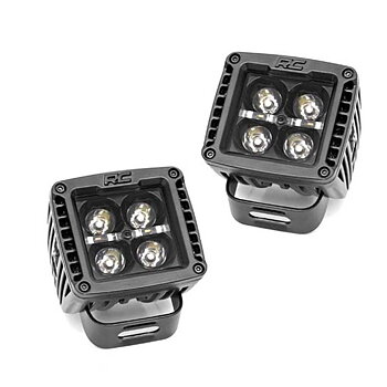 Rough Country Black Series 2" LED Cubes Amber DRL with Windshield Brackets - Jeep JL, JLU & JT