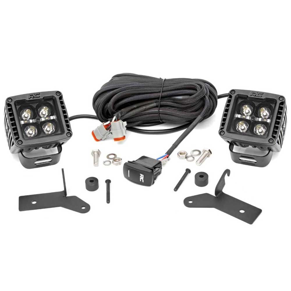 Rough Country Black Series 2" LED Cubes Amber DRL with Windshield Brackets - Jeep JL, JLU & JT