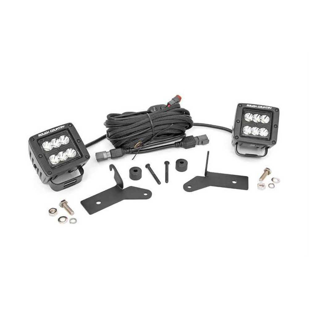 Rough Country Black Series 2" LED Cubes with Windshield Brackets - Jeep JL, JLU & JT
