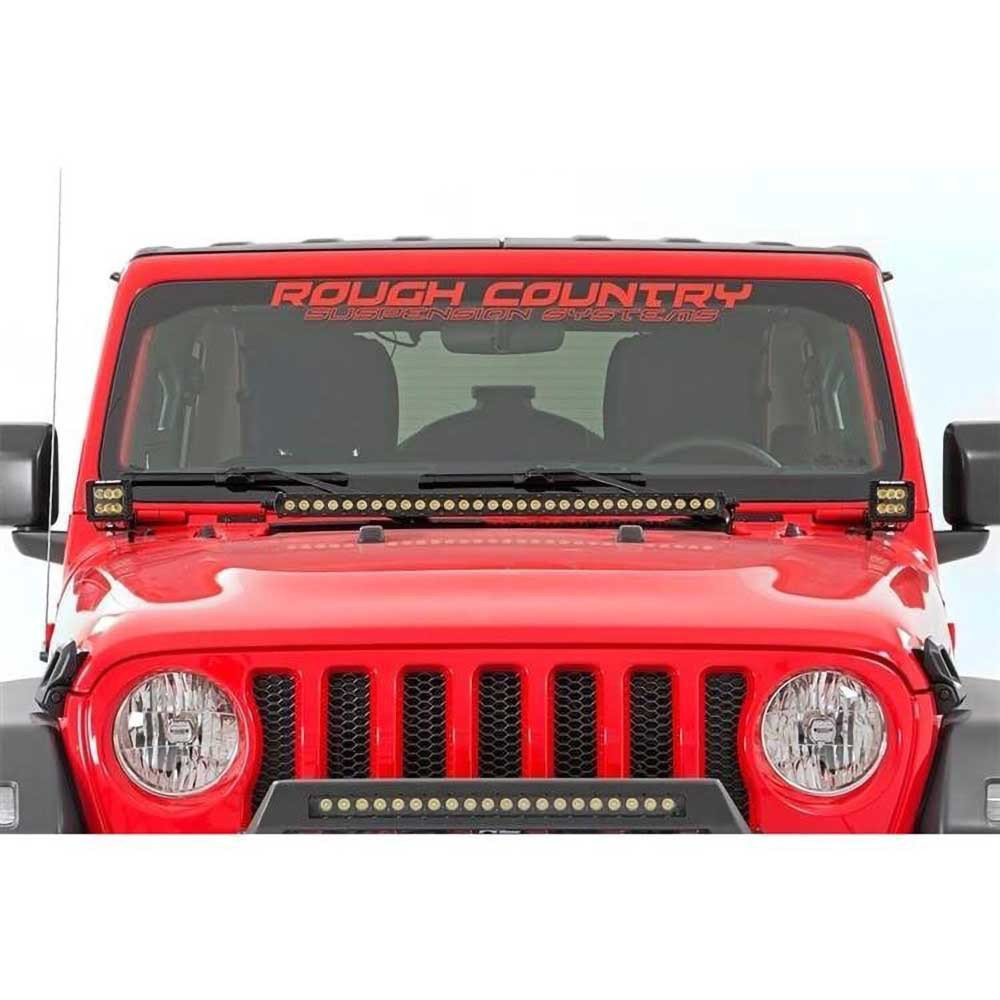Rough Country Black Series 2" LED Cubes with Windshield Brackets - Jeep JL, JLU & JT - 5