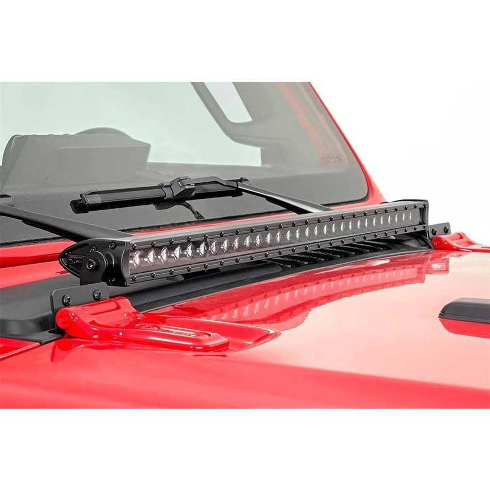 Rough Country Black Series 30" LED Light Bar with Hood Brackets - Jeep JL, JLU & JT - 2