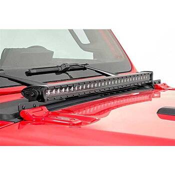 Rough Country Black Series 30" LED Light Bar with Hood Brackets - Jeep JL, JLU & JT