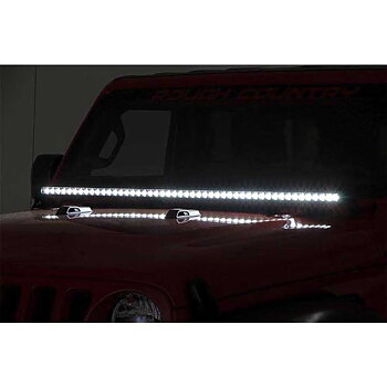 Rough Country Black Series 50" LED Light Bar with Hood Brackets - Jeep JL, JLU & JT