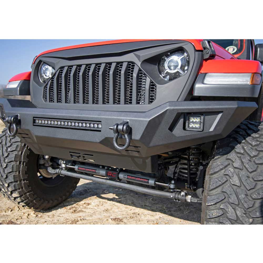 Rough Country Full Width Tubular Front Bumper with LED Lights - Jeep JK, JL & JT - 5