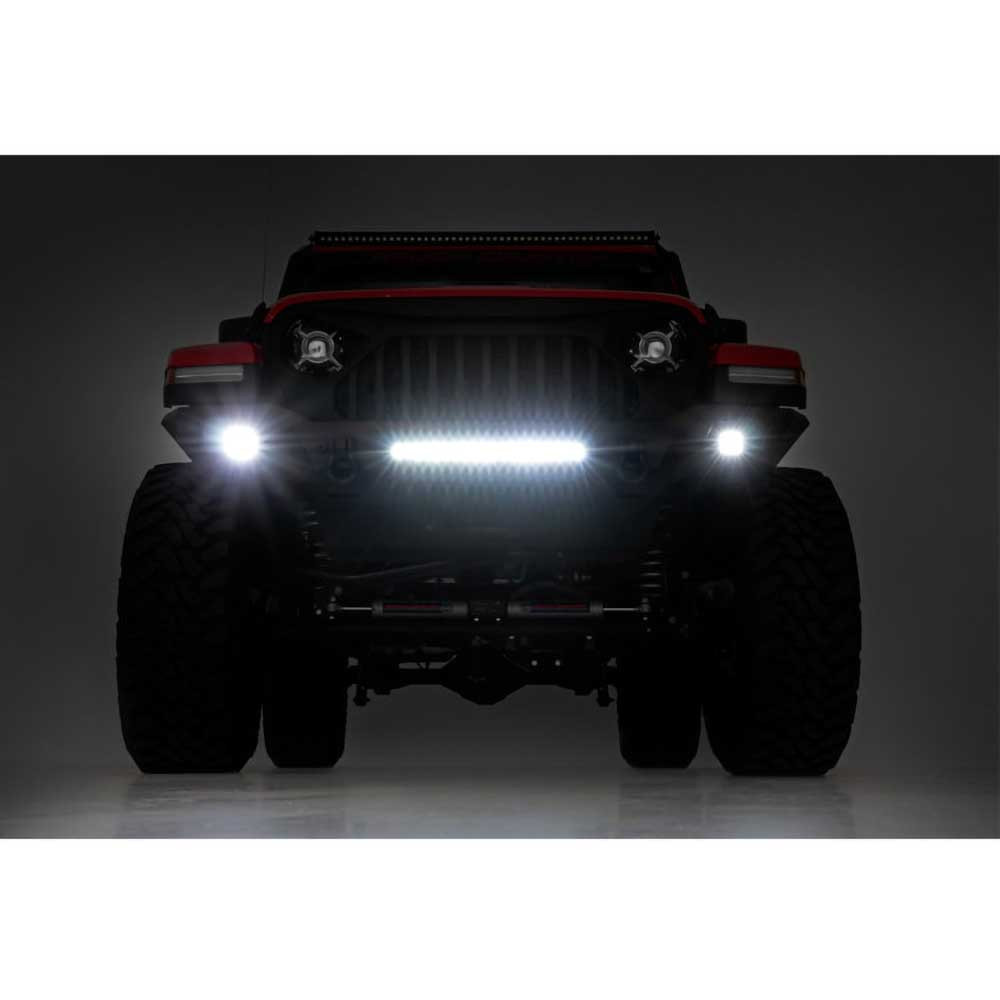 Rough Country Full Width Tubular Front Bumper with LED Lights - Jeep JK, JL & JT - 7