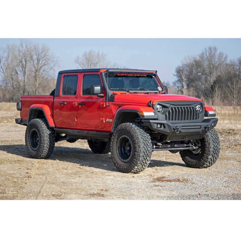 Rough Country Full Width Tubular Front Bumper with LED Lights - Jeep JK, JL & JT - 12