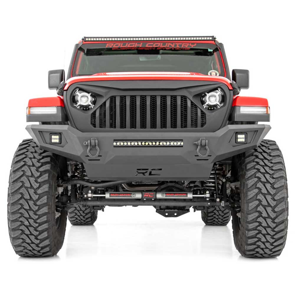 Rough Country Full Width Tubular Front Bumper with LED Lights - Jeep JK, JL & JT - 3