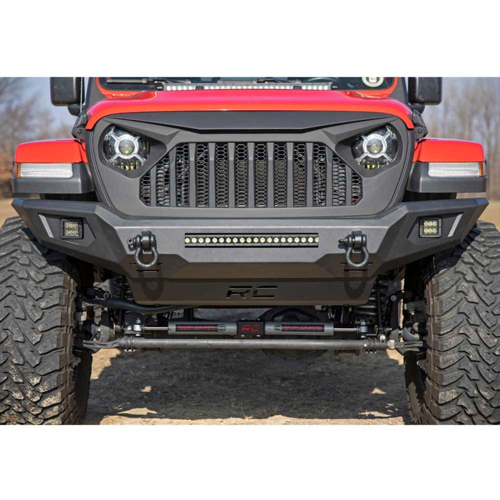 Rough Country Full Width Tubular Front Bumper with LED Lights - Jeep JK, JL & JT - 10
