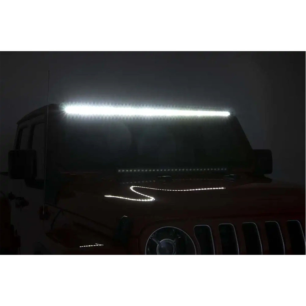 Rough Country Black Series 50" LED Light Bar White DRL with Windshield Mount - Jeep JL, JLU & JT - 8