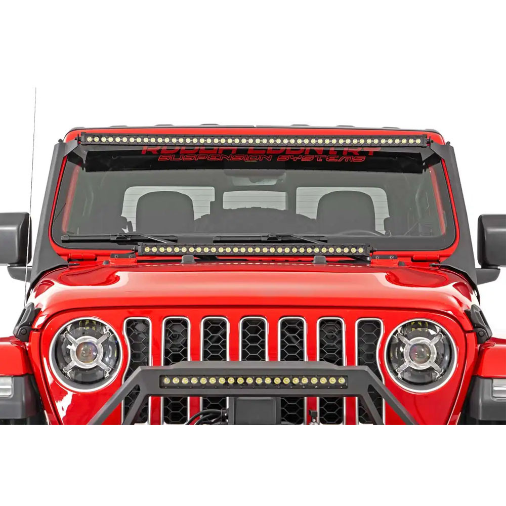 Rough Country Black Series 50" LED Light Bar White DRL with Windshield Mount - Jeep JL, JLU & JT - 6